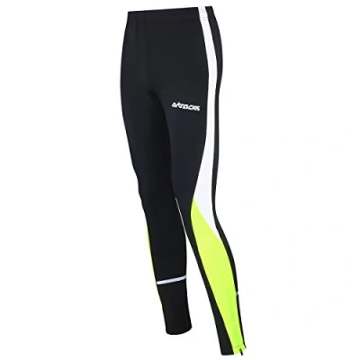 Abbildung von Airtracks Damen Thermo Laufhose Lang Winter Funktions Running Tight Warm Atmungsaktiv Reflektoren schwarz neon S