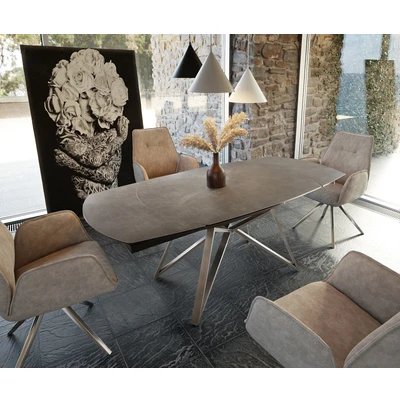 Abbildung von DELIFE Esstisch Carlow, Braun Keramik 130/200x90x76cm ausziehbar