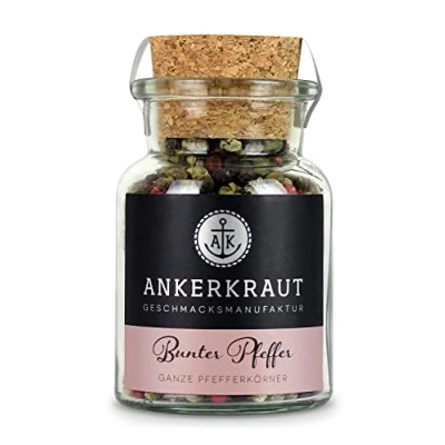 Abbildung von Ankerkraut Bunter Pfeffer, ganze Pfefferkörner für die Pfeffermühle, 70g im Korkenglas