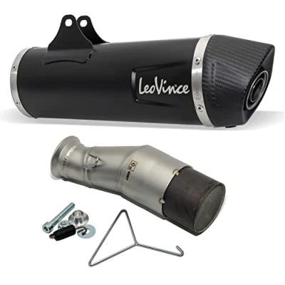 Abbildung von Endschalldämpfer/Auspuffanlage LeoVince SLIP ON SBK, Edelstahl schwarz, Carbon Kappe, mit Zulassung für Husqvarna 701 Supermoto/Enduro/Enduro LR Kat