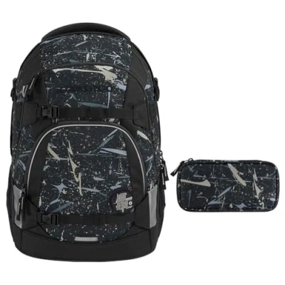 Abbildung von coocazoo Schulranzen Schulrucksack Set MATE Reflective Splash 2 teilig (Rucksack, Mäppchen), ergonomisch, reflektiert, Körpergröße: 135 180 cm