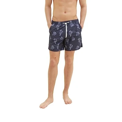 Abbildung von TOM Tailor Denim MIT Alloverprint Badeshorts, Herren, Größe: Small, Black white big coral print