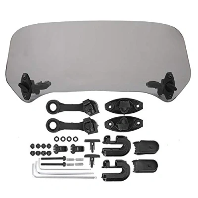 Abbildung von KIMISS Kunststoff Motorrad Einstellbare Windschutzscheibe, Universal Modifizierte Windschutzscheibe Spoiler Air Deflector(Geräuchert)
