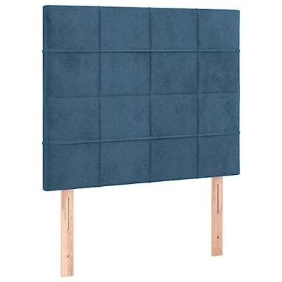 Abbildung von vidaXL Kopfteil 2 STK., Bettkopfteil mit Holzbeinen, Höhenverstellbar Polsterkopfteil für Bett, Betthaupt Bettzubehör Schlafzimmer, Dunkelblau 100x5x78/88cm Samt