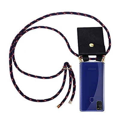 Abbildung von Cadorabo Handykette kompatibel mit Samsung Galaxy M21 / M30s Schutzhülle TPU Silikon Case Necklace Design Slim Kratzfest Kordel Band Etui Rundumschutz Hülle für in Blau