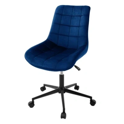 Abbildung von ML DESIGN Bürostuhl Schreibtischstuhl mit Rückenlehne, 360 drehbar, höhenverstellbar (1 St), Polsterstuhl Blau, Samtbezug Metallgestell Drehstuhl Sessel