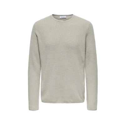 Abbildung von Only &amp; Sons Normal Geschnitten Rundhalsausschnitt Strickpullover, Herren, Größe: Small, Beige