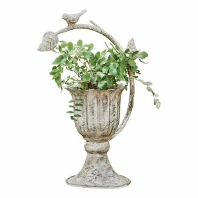Abbildung von Loberon Übertopf Laria, authentisches Antik Finish, Shabby Chic, Florale Ästhetik, Gartendekoration, Blumentopf, Pflanzgefäß, Outdoor, Eisen, antikcreme