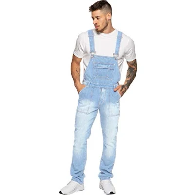 Abbildung von Enzo Herren Ezd390 Ven Denim Dungarees Overalls,Bleach, 38W