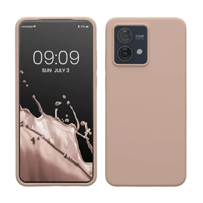 Abbildung von kwmobile Hülle kompatibel mit Motorola Moto G84 5G Silikon Handy Case Handyhülle weiche Oberfläche kabelloses Laden Altrosa