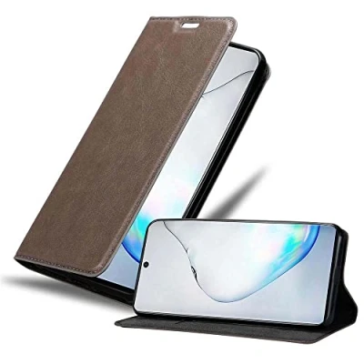 Abbildung von Cadorabo Hülle kompatibel mit Samsung Galaxy Note 10 aus Premium Kunst Leder Flip Klappbare Stoßfeste Magnetische [Standfunktion] [Kartenfächern] Cover für Tasche in Braun