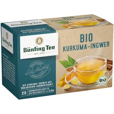 Abbildung von Bünting Tee Kurkuma Ingwer 6er Pack Bio Kräutertee mit Gewürzen 6 x 20 Teebeutel