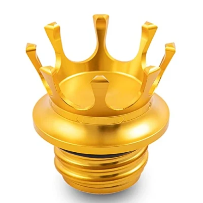Abbildung von APEBAZY Motorrad Tankdeckel CNC Crown Ölkappen für Sportster XL1200 883 48 Softail Dyna FXD FLST Road King1996 2021 Gold