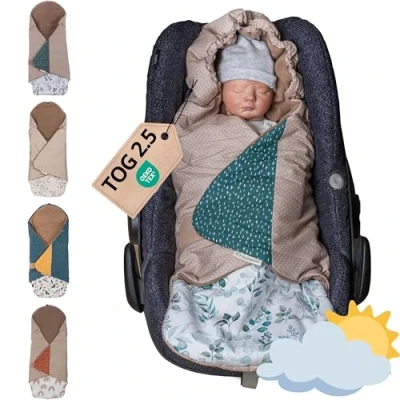 Abbildung von Einschlagdecke für die Babyschale, Eukalyptus, Made in EU, ULLENBOOM ®, Optimal Frühling, Herbst und Winter, TOG Wert 2,5