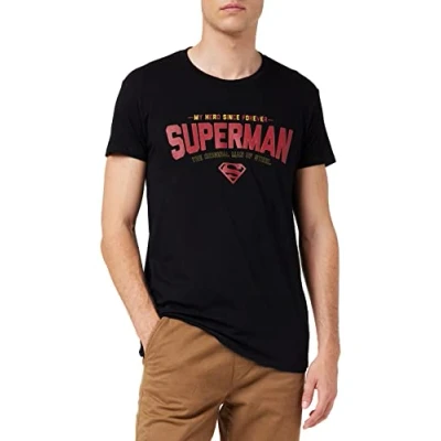 Abbildung von Superman Herren Mesupmsts100 T Shirt, Schwarz, XXL
