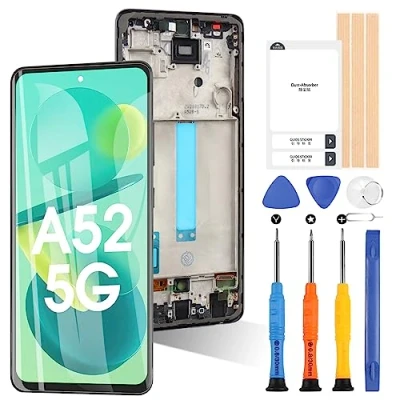 Abbildung von LCD Bildschirm für Samsung Galaxy A52 5G SM A526B A526U A5160 mit Rahmen, 6,5 Zoll Display Ersatz Touchscreen Digitizer Assembly Reparatur Kit