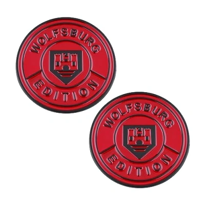 Abbildung von Deutsches Wolfsburg Emblem Totem Auto Logo Dekoration wird beiläufig geklebt (schwarz rot Wolfsburg)