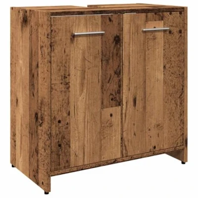 Abbildung von vidaXL Waschbeckenunterschrank Altholz Optik 60x33x60 cm Holzwerkstoff, Waschtisch, Waschbeckenunterschrank, Waschtisch Unterschrank