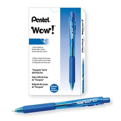 Abbildung von Pentel BK440 C Kugelschreiber mit Druckmechanik und ergonomischer Dreiecksgriffzone, blau, 12 Stück (1er Pack)