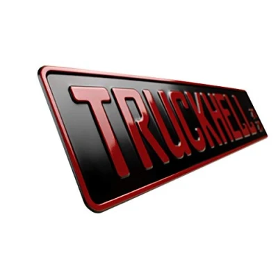 Abbildung von L &amp; P Car Design FKZ Exklusives TRUCKHELL Fun Kennzeichen 52cm x 11cm (Schwarz)