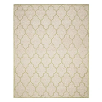 Abbildung von SAFAVIEH Geometrisch Teppich für Wohnzimmer, Esszimmer, Schlafzimmer Cambridge Collection, Kurzer Flor, Elfenbein und Hellgrün, 76 X 244 cm