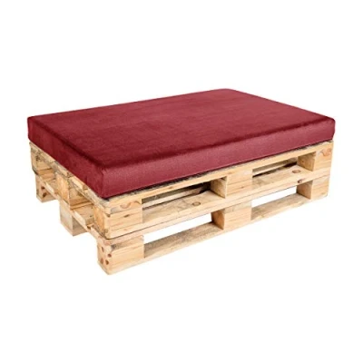 Abbildung von TexDeko BEZUG EASY CLEAN für Palettenkissen (ohne Schaumstoff/Füllung) Replacement Palettenpolster In &amp; Outdoor (Sitzkissen 120x80x12cm Bordeaux)
