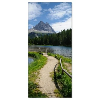 Abbildung von Wallario Selbstklebende Türtapete See in Berglandschaft Türposter 93 x 205 cm Abwischbar, rückstandsfrei zu entfernen