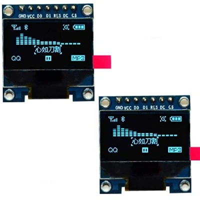 Abbildung von Fasizi 2 Stück 7 poliges 0,96 Zoll OLED Display 12864 SPI IIC serielles LCD Bildschirmmodul für Arduino Blaue Schrift
