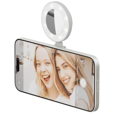 Abbildung von ShiftCam SnapLight LED Selfie Ringlicht mit vier Helligkeitseinstellungen und eingebautem Akku magnetische Halterung lässt sich an jedem Telefon befestigen klappbares Design (Stein)