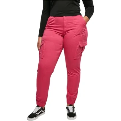 Abbildung von Urban Classics Twill Utility Cargohose, Damen, Größe: 26x30, Hibiskus pink