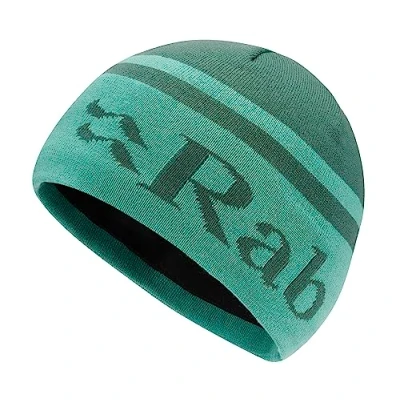 Abbildung von Rab Leichte recycelte Strickmütze mit Logo Band, für Skifahren und den täglichen Gebrauch, Grüner Schiefer/Gletscherblau, One size