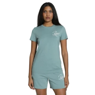 Abbildung von Puma ESS SCRIPT T Shirt Damen Mit Print Green Moon Größe: XL