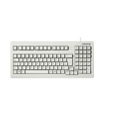 Abbildung von CHERRY G80 1800, Kabelgebundene Tastatur für Industrieanwendungen, EU Layout (QWERTY), Kompaktes Design, Perfektes Tastgefühl, Mechanische Switches, Weiß