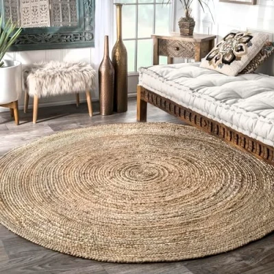 Abbildung von nuLOOM Rigo Handgewebter Teppich aus Jute, 240cm rund, Natur