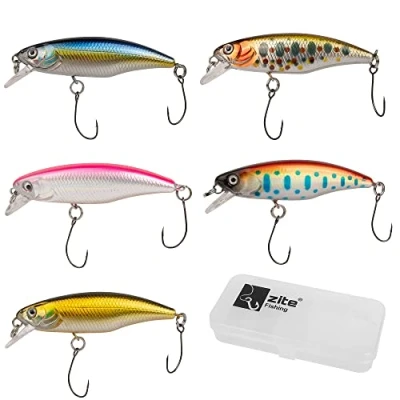 Abbildung von Zite Kunstköder Forellen Wobbler Set 5,2 cm 4,5 g natürliche Farben 5 Stück in Box