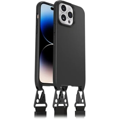 Abbildung von OtterBox React Lanyard Hülle mit MagSafe für iPhone 14 Pro Max, schlanke, schützende justierbarer und Abnehmbarer Kette, Schwarz Keine Einzelhandelsverpackung