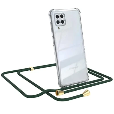 Abbildung von EAZY CASE Handykette kompatibel mit Samsung Galaxy M22 / M32 A22 4G Handyhülle Umhängeband, Handykordel Schutzhülle, Silikonhülle, Hülle Band, Stylische Kette Hülle, Grün
