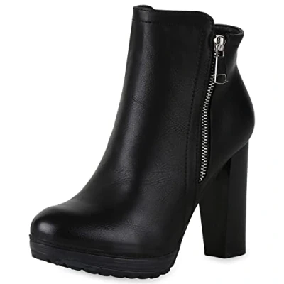 Abbildung von VAN HILL 819927 ER M109 1 Damen Stiefeletten Plateaustiefelette mit Zipper und leichtem Plateau
