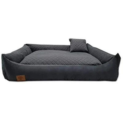 Abbildung von Odolplusz XXL Hundebett für große Hunde Hundekissen Ergonomisches Hundesofa (Dunkelgrau, L 120 x B 90 H 19 cm)