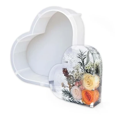 Abbildung von ZHYUAN Epoxidharz Herzform Silikonform, Seifenform Silikon Herzform,Silikonform,Gießharz Herz Resin Silikonform Gießform DIY,Desktop Dekorationen Getrocknete Blumen Buchstützen Bilderrahmen
