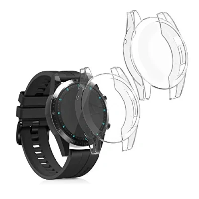 Abbildung von kwmobile 2X Schutzhülle kompatibel mit Huawei Watch GT2 (46mm) Hülle Fullbody Cover Set aus Silikon Transparent