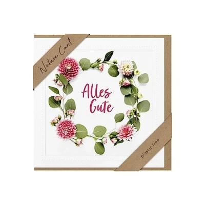 Abbildung von bsb Alles Gute Karte Blumenkranz Nature Card Nachhaltige Grußkarten Karten mit Umschlag Geschenk beste Freundin oder Freund Liebe &amp; Freundschaft 15,5 x cm