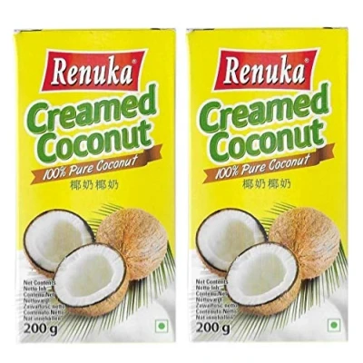 Abbildung von yoaxia ® Marke 2er Pack [ 2x 200g ] RENUKA 100% Pure Kokosnusscreme Kokoscreme Creamed Coconut