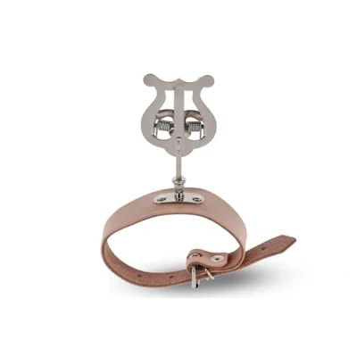 Abbildung von GEWA Marschnotenhalter Flöte Vernickelt Kleine Lyra 1 Drücker Breites Lederarmband
