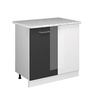 Abbildung von Vicco Eckschrank R Line, Anthrazit Hochglanz/Weiß, 86 cm, AP Marmor