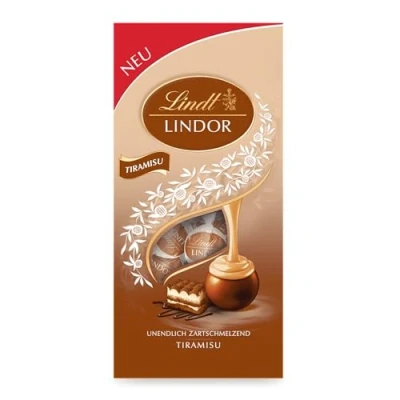Abbildung von Lindt Schokolade LINDOR Kugeln Tiramisu 137 g Beutel 11 Vollmilchschokolade mit zartschmelzender Cheesecake Füllung Pralinen Geschenk Schokoladen