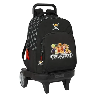 Abbildung von Safta ONE Piece Großer Rucksack mit Rädern, kompakt, abnehmbar, ideal für Kinder unterschiedlichen Alters, bequem und vielseitig, Qualität Widerstandsfähigkeit, 33 x 22 45 cm, Schwarz,