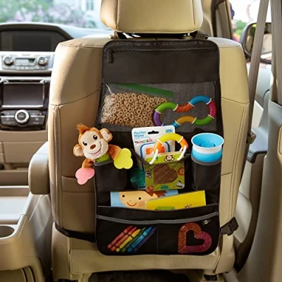Abbildung von Munchkin Organizer für Autorücksitz und Kinderwagen 2 in 1, wasserabweisend, verstellbar, mit viel Stauraum Windeln, Feuchttücher, Spielzeug