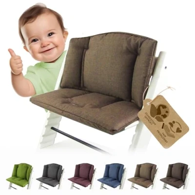 Abbildung von BAMBINIWELT Sitzkissen Auflage Bezug Ersatzkissen Kissen kompatibel mit Stokke Tripp Trapp Hochstuhl (meliert hellbraun)