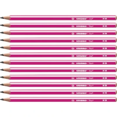 Abbildung von Dreikant Schulbleistift STABILO Trio Bleistift in pink 12er Pack Härtegrad HB